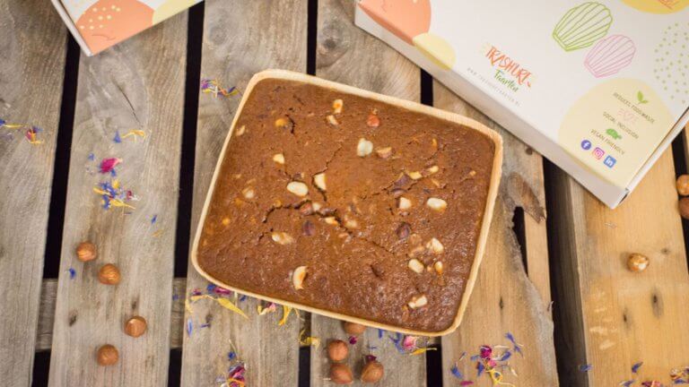 Brownie in rechthoekige vorm.